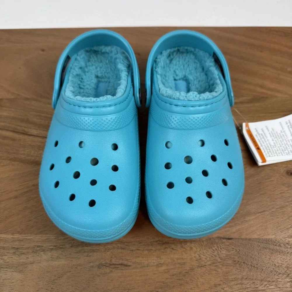 New Little Kids Crocs Classic Lined Fleece Aqua Clogs Shoes Sandals‎ Size 12 C